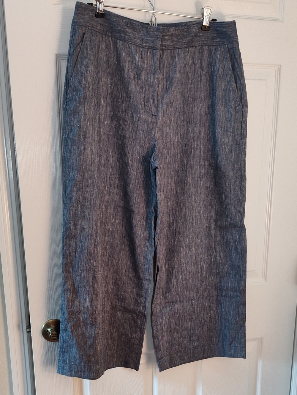 Halogen Blue Linen Wide-Leg Capri